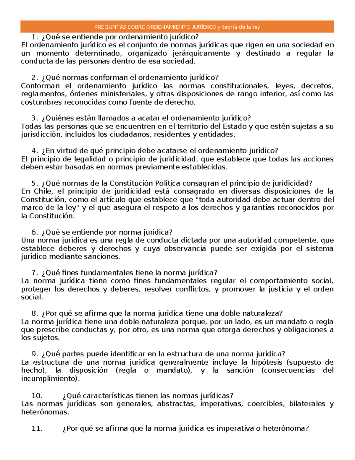 1. Ordenamiento Jurídico - Teoría DE LA LEY - ¿Qué se entiende por ...