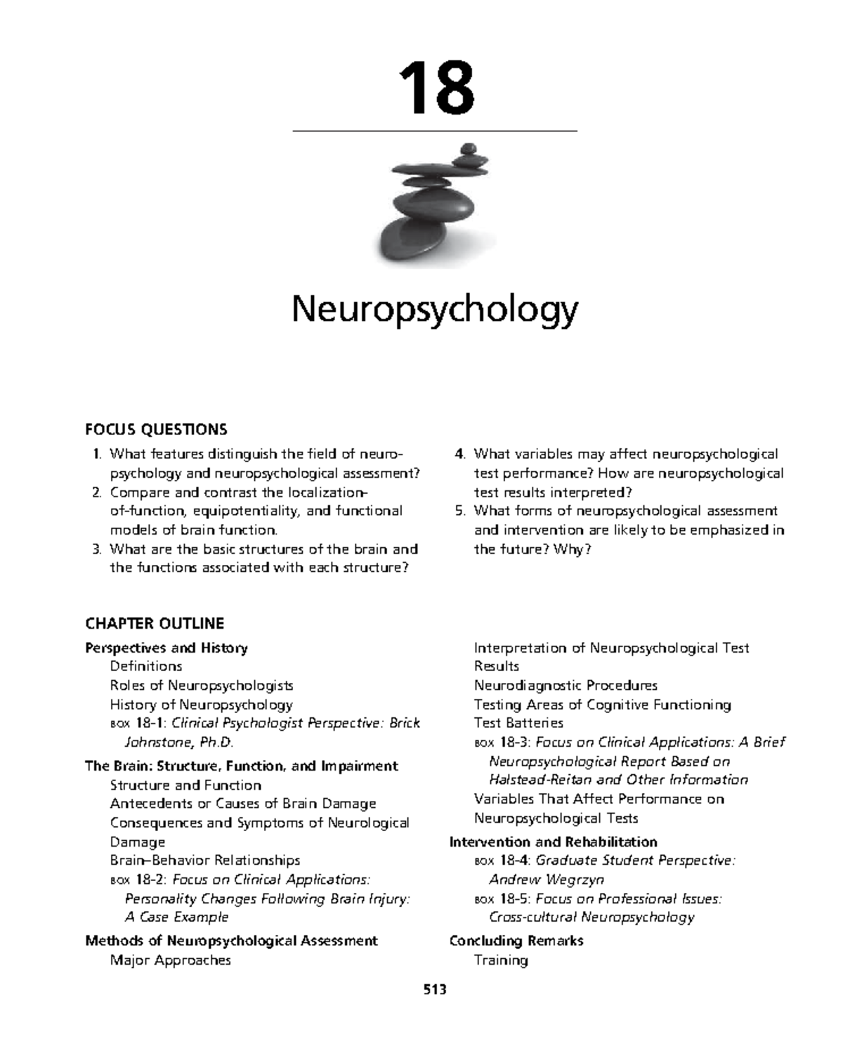 18 - split ebook - 18 Neuropsychology FOCUS QUESTIONS What features  distinguish the field of neuro- - Studocu