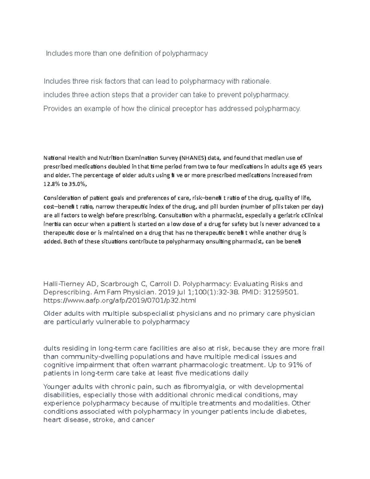 NR 601 Week 1 Polypharmacy assignment - NR-602 - Chamberlain University ...
