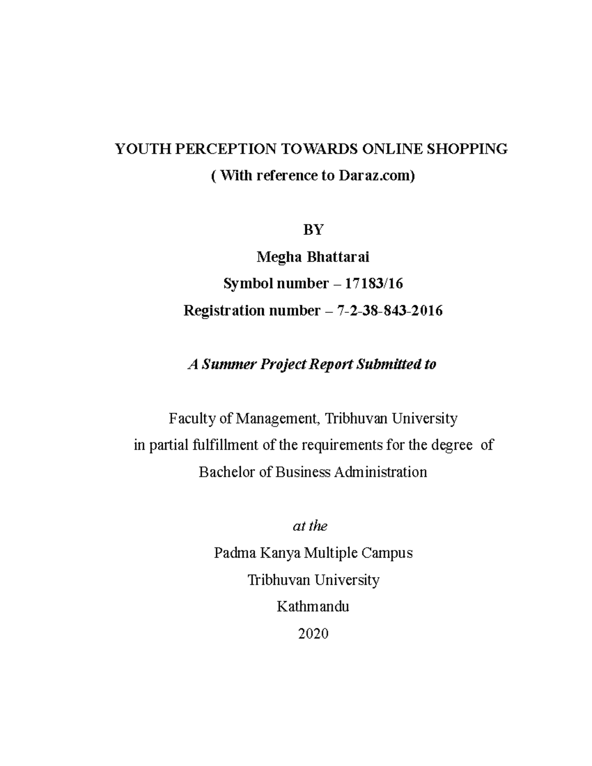 Final Youth perception YOUTH PERCEPTION TOWARDS ONLINE SHOPPING