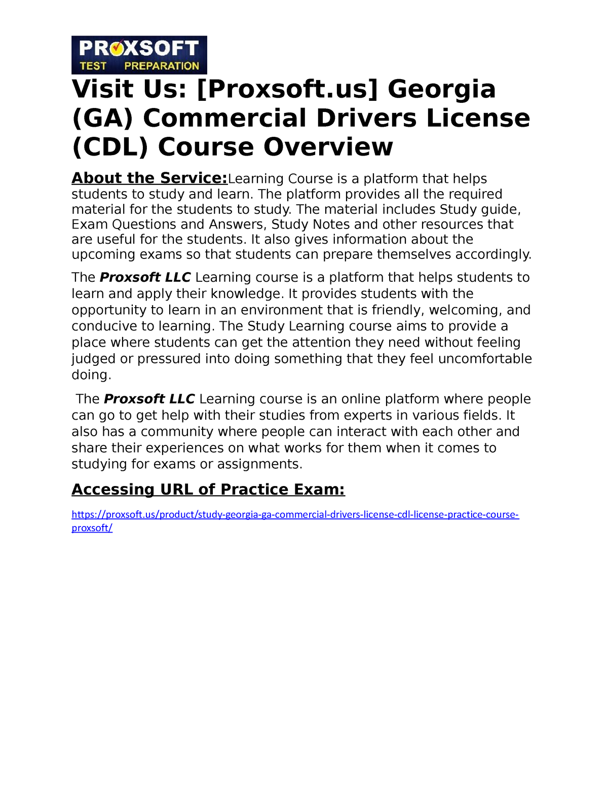 (GA) Commercial Drivers License (CDL) Practice Course Visit