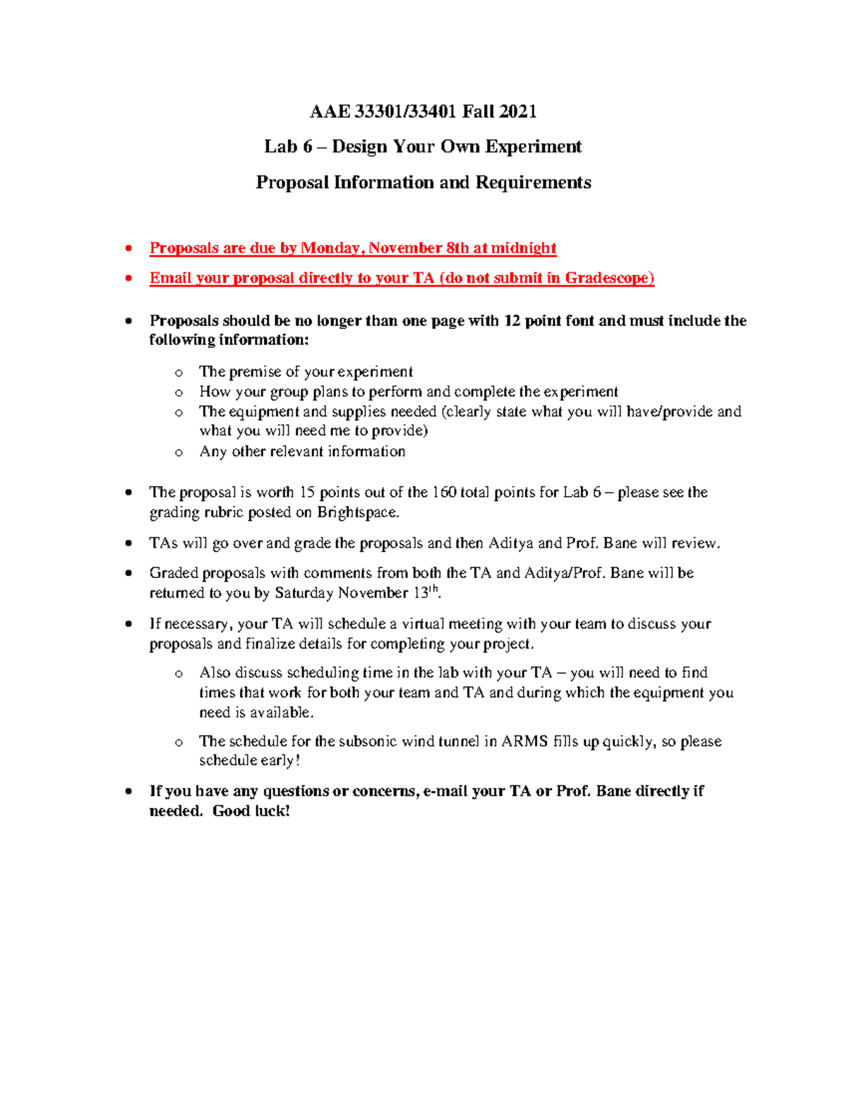 Lab 6 Proposal Info- Fall 2021 - AAE 33301/33401 Fall 2021 Lab 6 ...