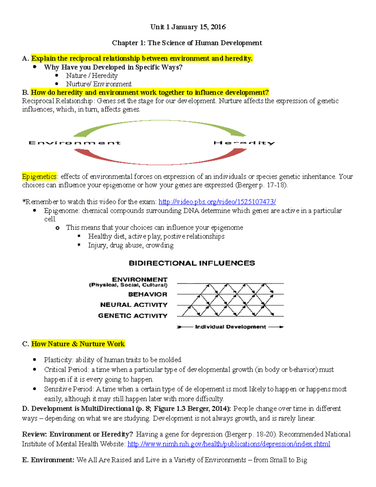 Chapter 1: The Science of Human Development - Unit 1 January 15, 2016 ...