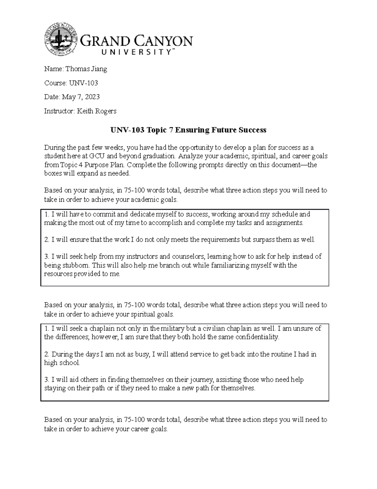 Unv 103 Rs T7 Reflection Online Complete Name Thomas Jiang Course