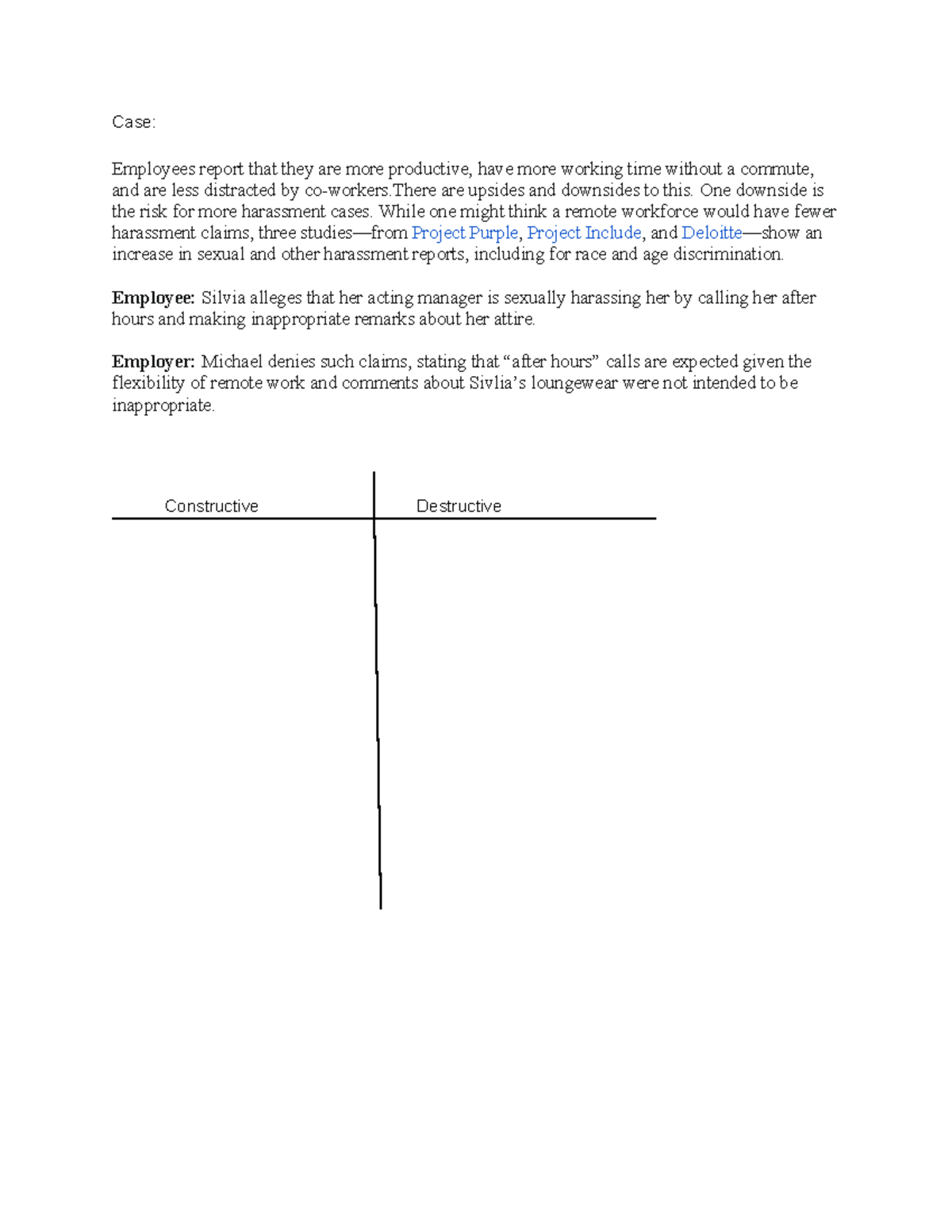 T Chart Exercise - notes - Case: Employees report that they are more ...