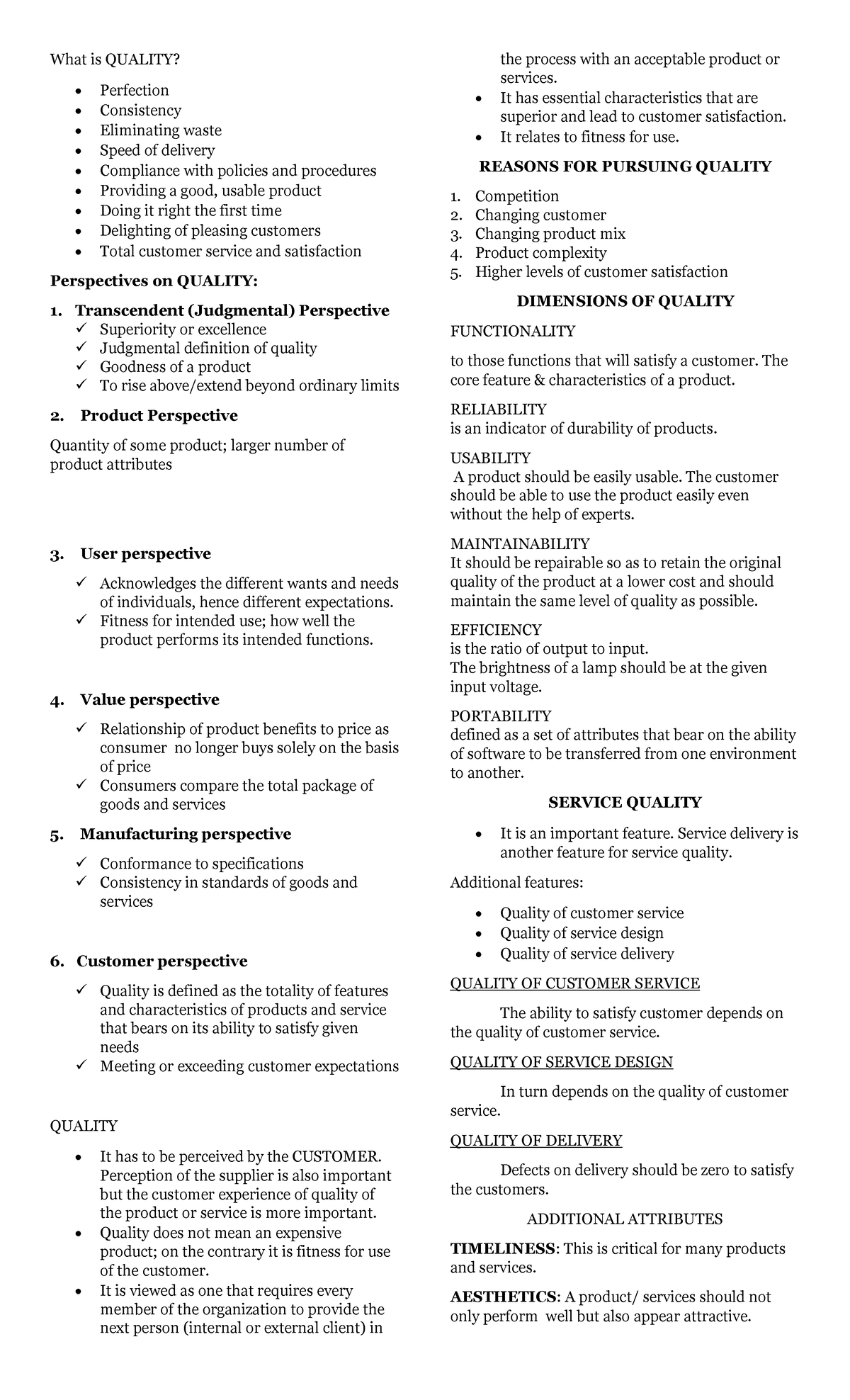 Opman-semis - Reviewer - What is QUALITY? Perfection Consistency ...