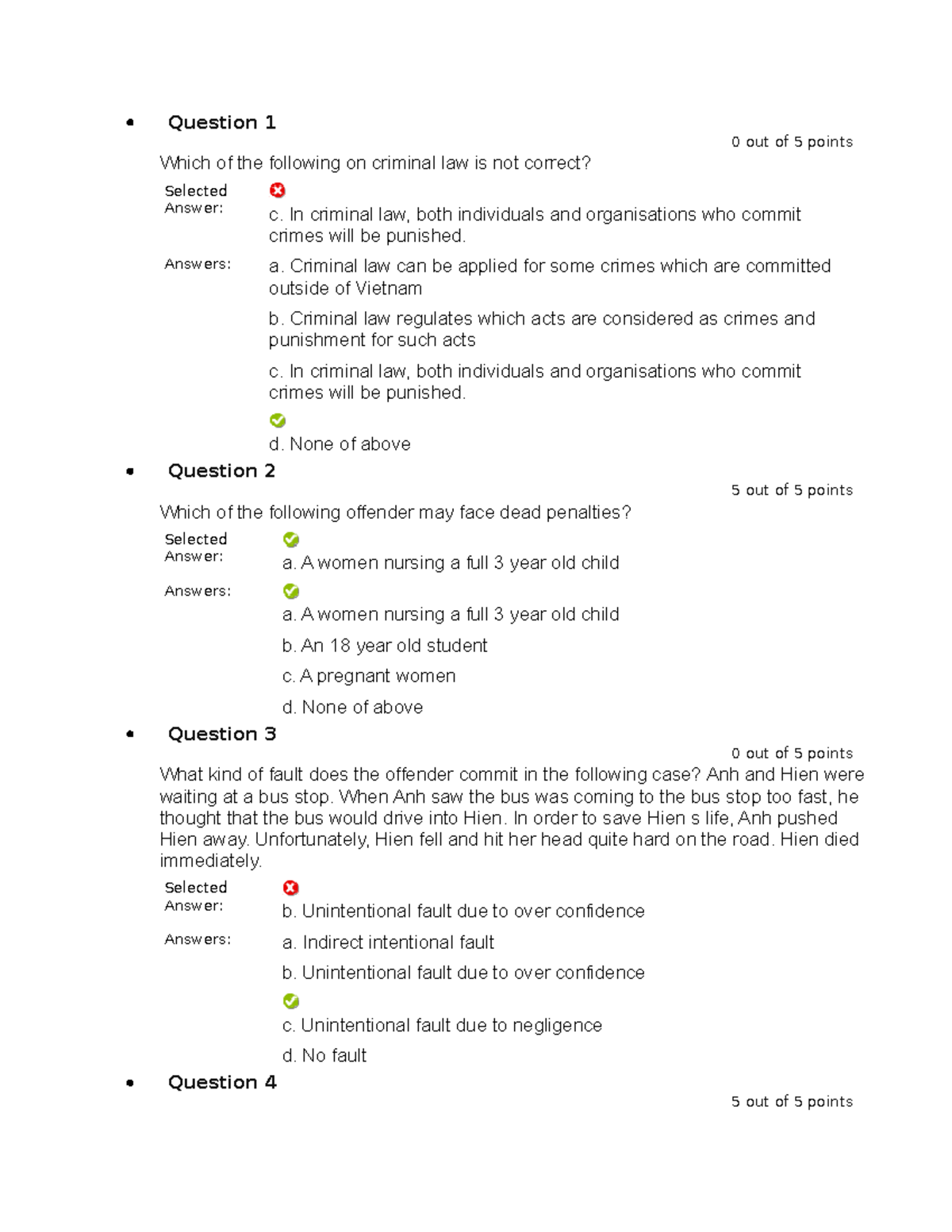 Criminal Quiz - Qua For Practice - Question 1 0 Out Of 5 Points Which ...