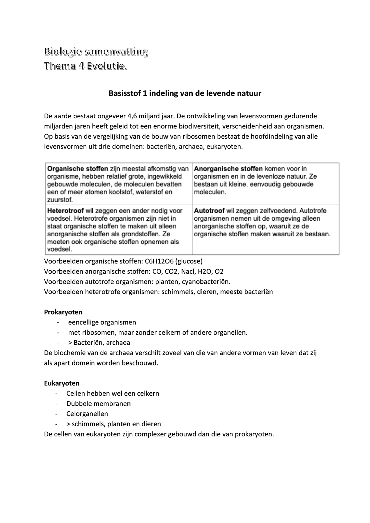 Biologie Hoofdstuk 4 Evolutie - Basisstof 1 Indeling Van De Levende ...