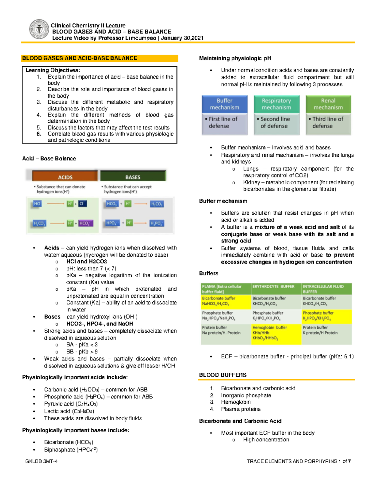 L3 Blood Gases AND ACID BASE Balance Trans - Clinical Chemistry II ...