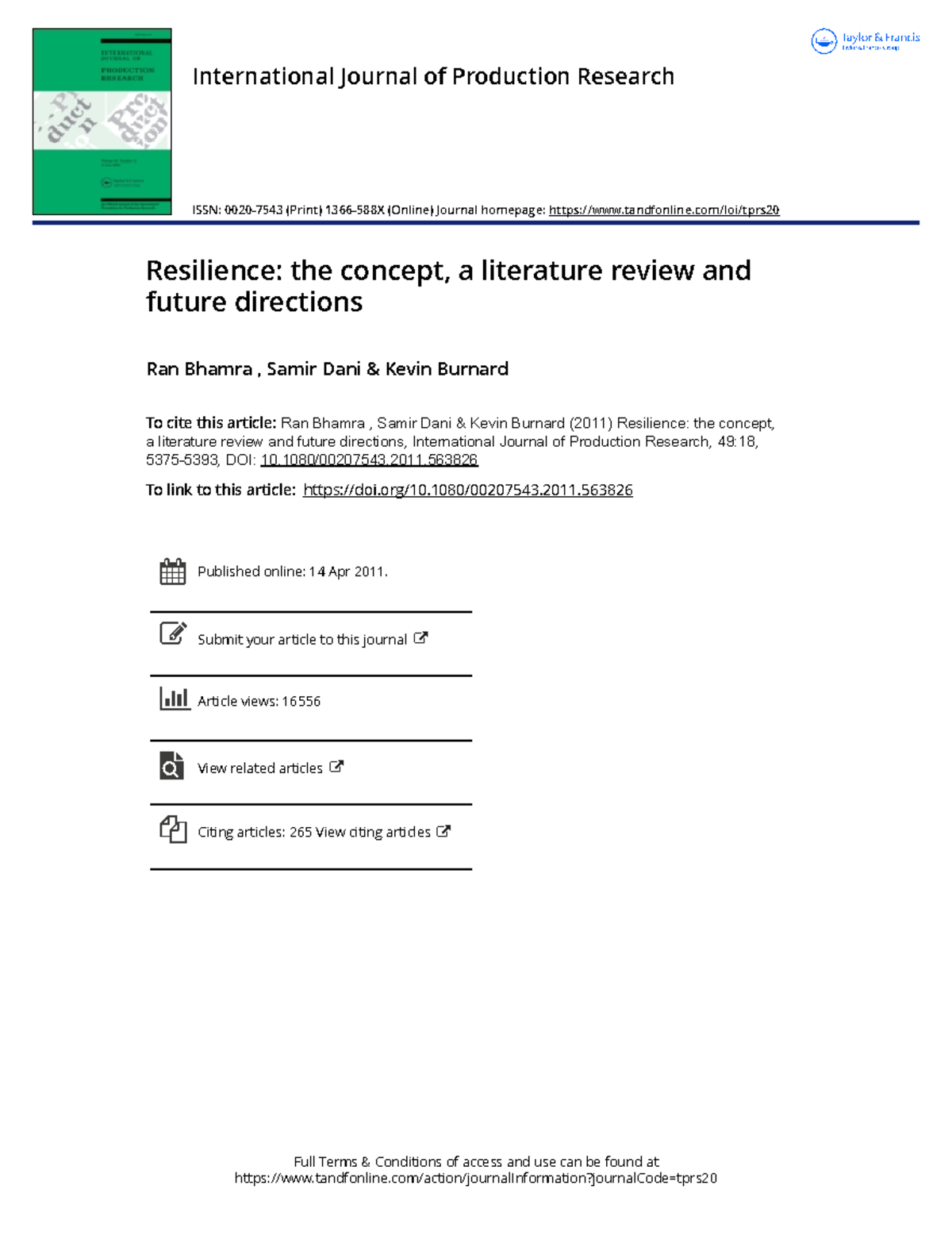 Resilience the concept a literature review and future directions - EN ...