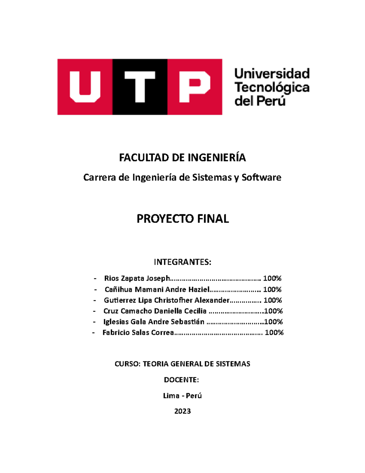 Proyecto Final Teoria General De Sistemas Facultad De IngenierÍa