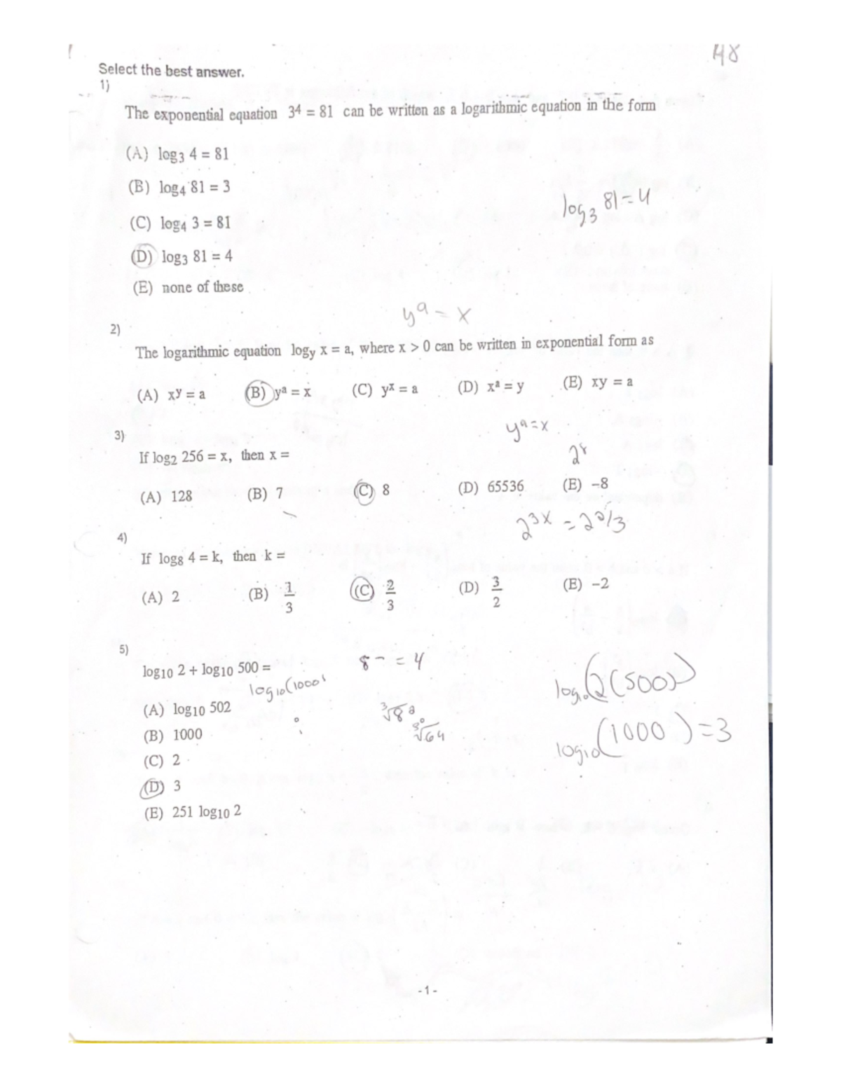 Exponentials - MAC 1147 - Studocu