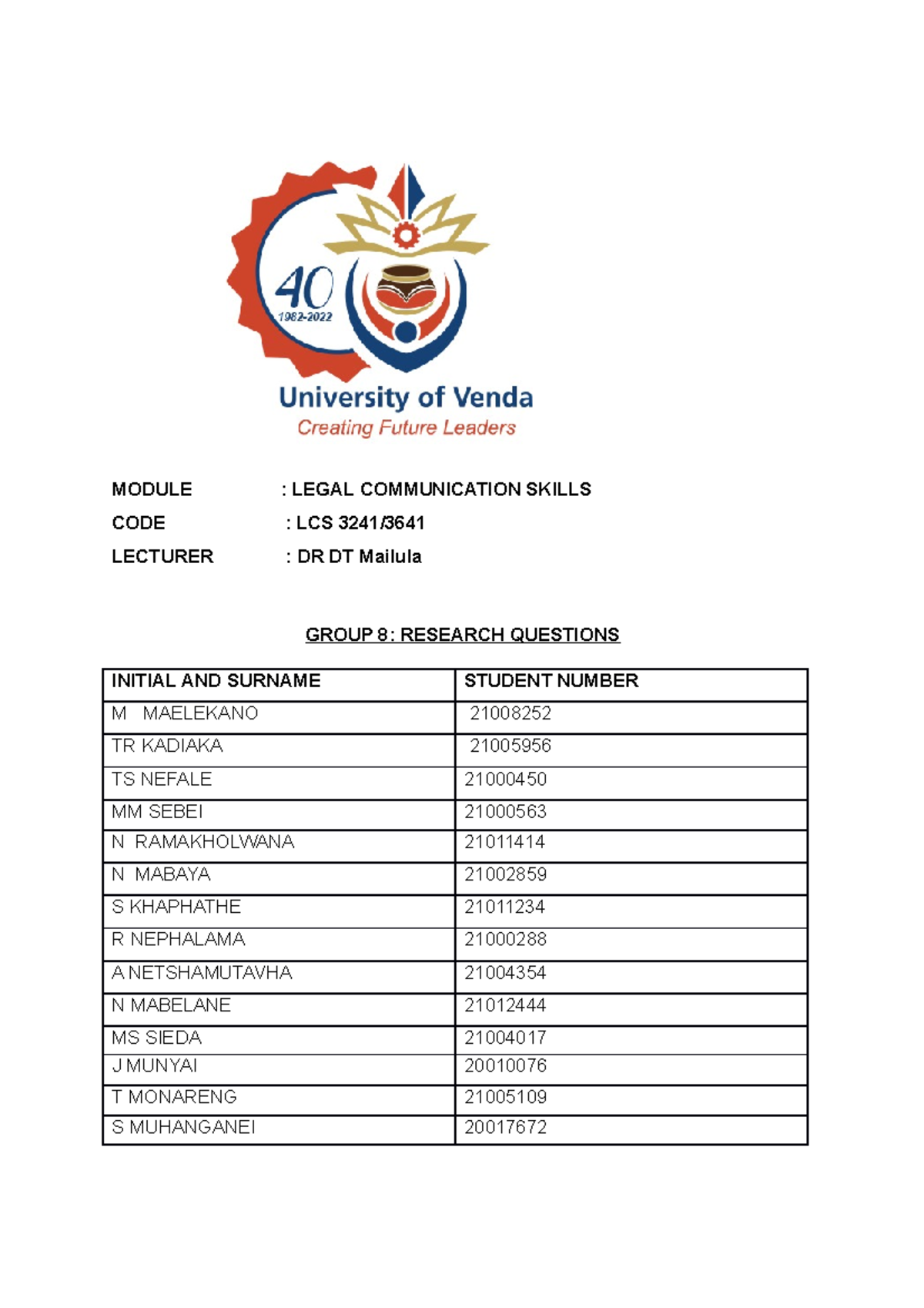 LCS Group assignment - Practice material - MODULE : LEGAL COMMUNICATION ...