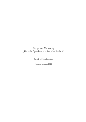 Formale Sprache - Vorbereitung Für Klausur - Automatentheorie Und ...