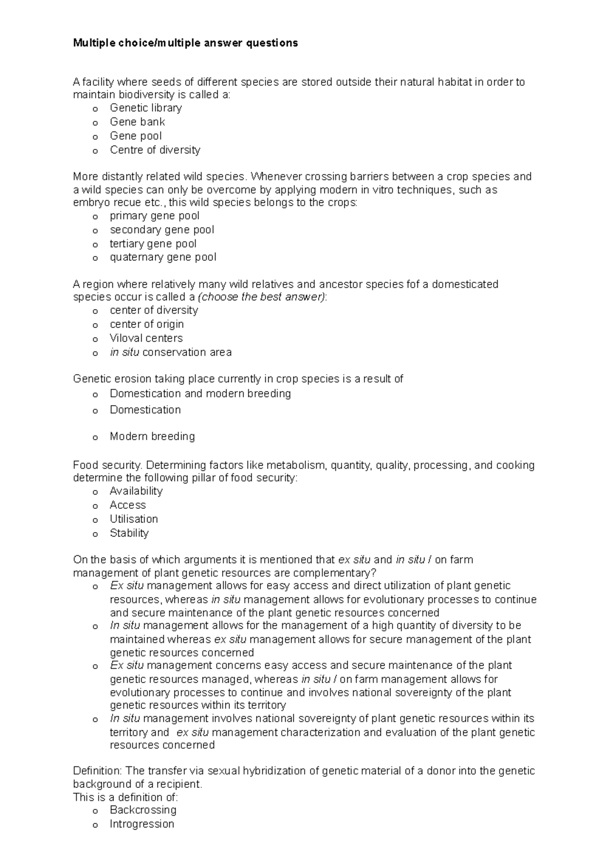 Sample exam questions 2023 - Multiple choice/multiple answer questions ...
