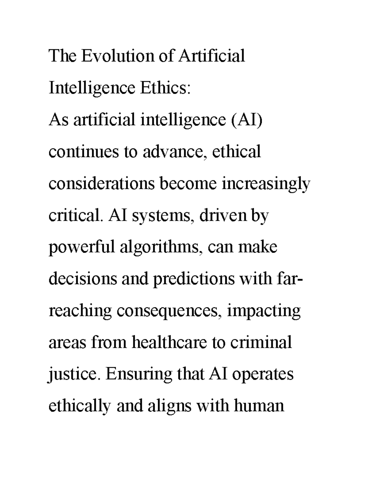 Assignment 07 The Evolution of Artificial Intelligence Ethics As