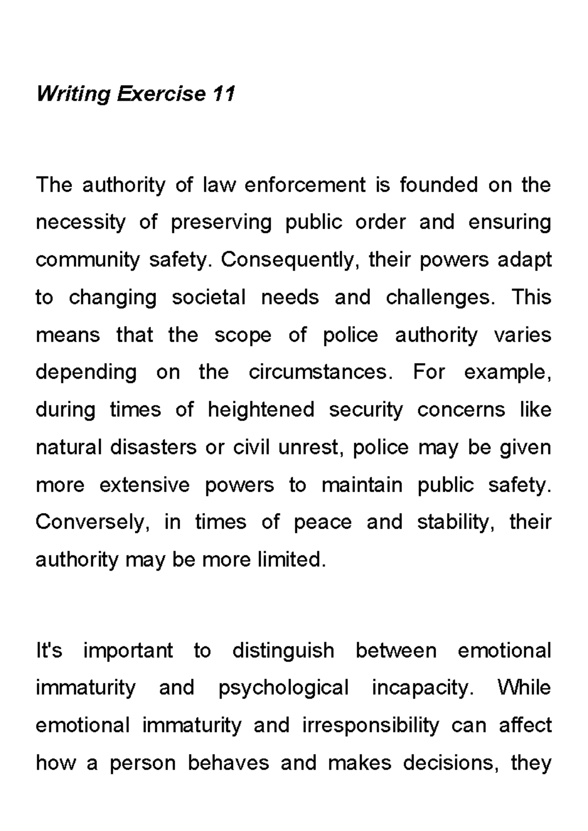 English research 11 - Exercise 11 - Writing Exercise 11 The authority ...