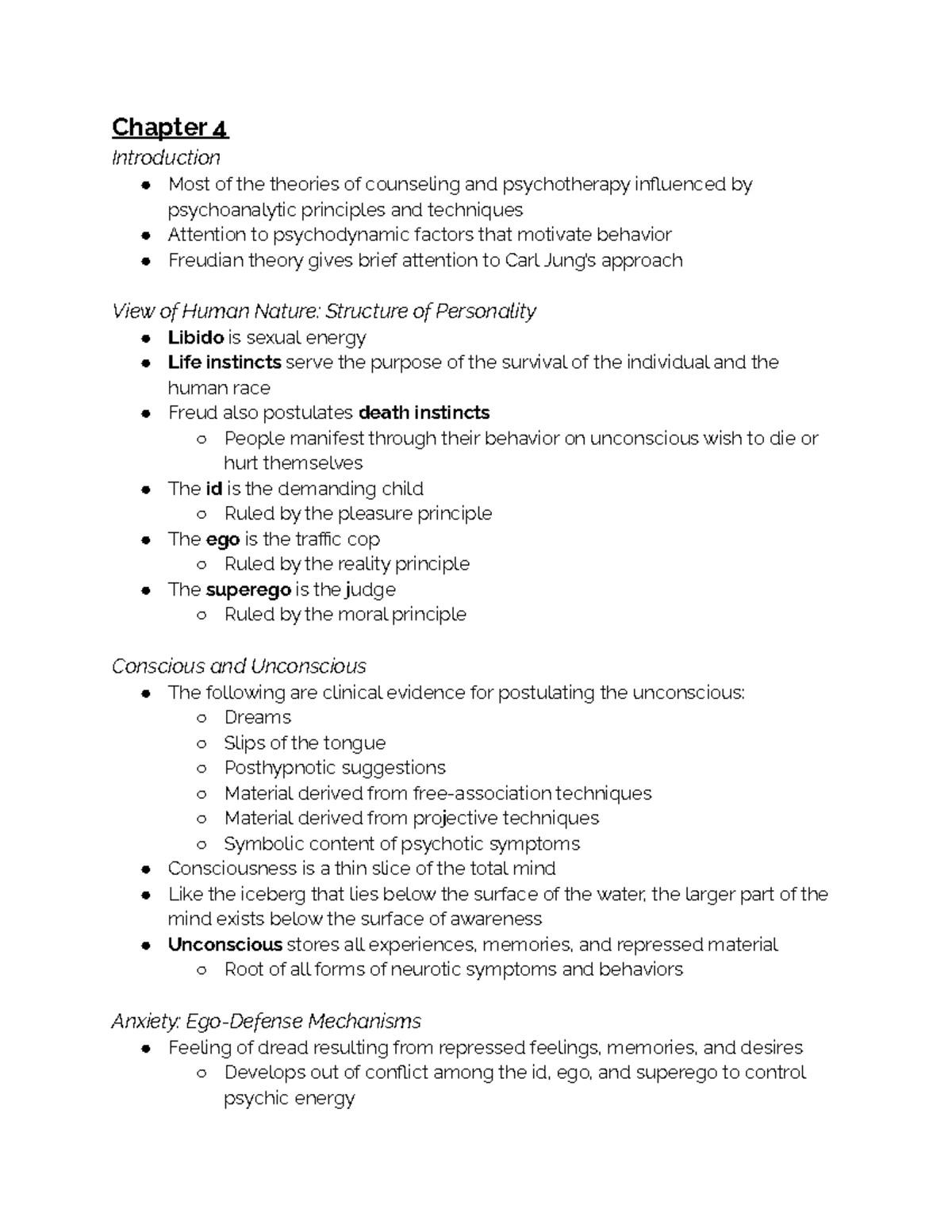 Counseling Theory and Philosophy Ch. 4 - Chapter 4 Introduction Most of ...