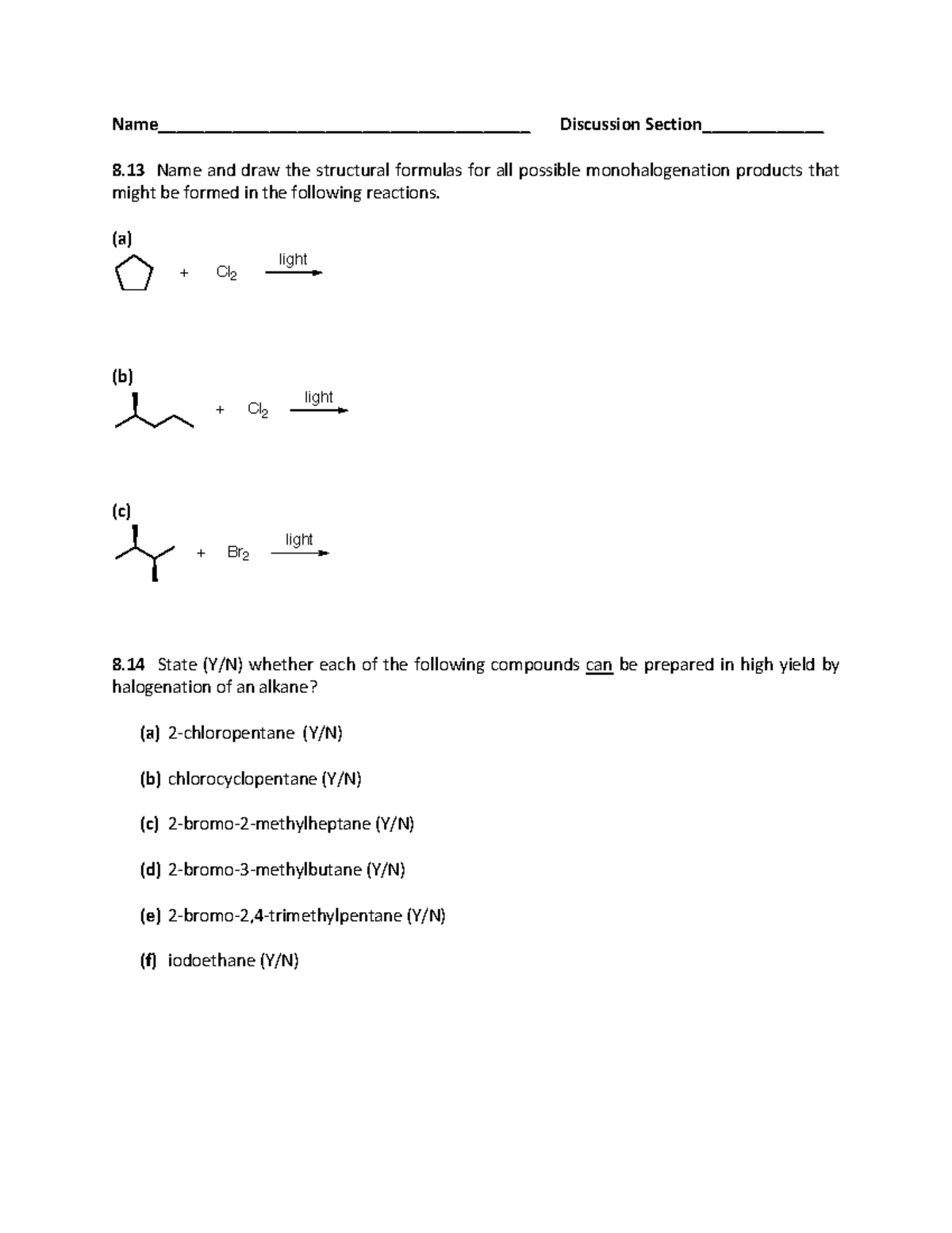 Homework 3 - Name________________________________________ Discussion ...