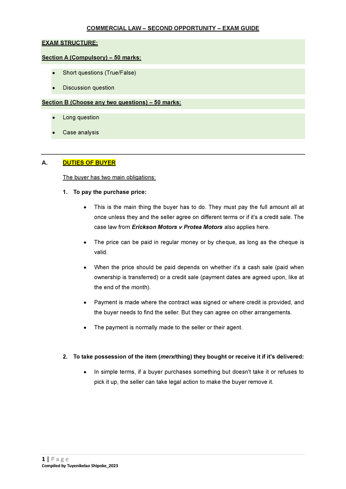 Commercial LAW 2ND OPP EXAM Guide Ts - 1 | P A G E COMMERCIAL LAW ...