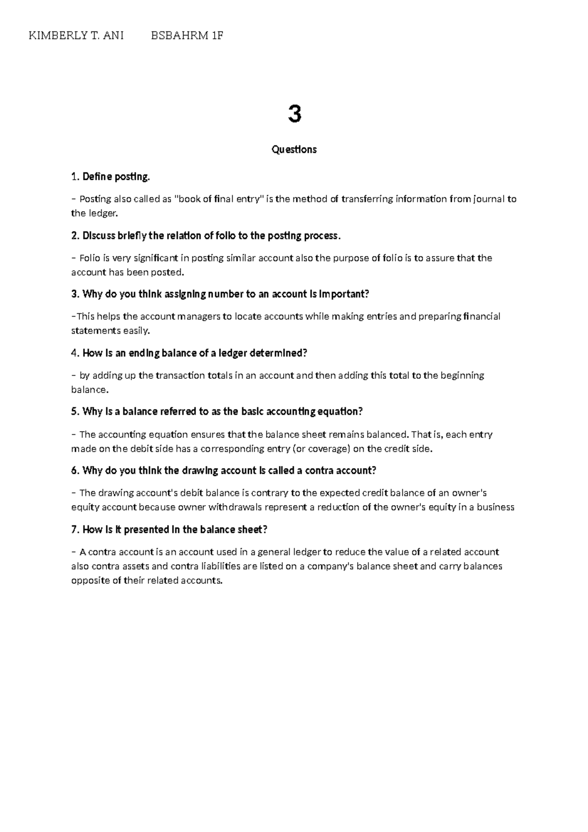 Acctgquiz 4 - Quiz - 3 Questions 1. Define Posting. – Posting Also ...