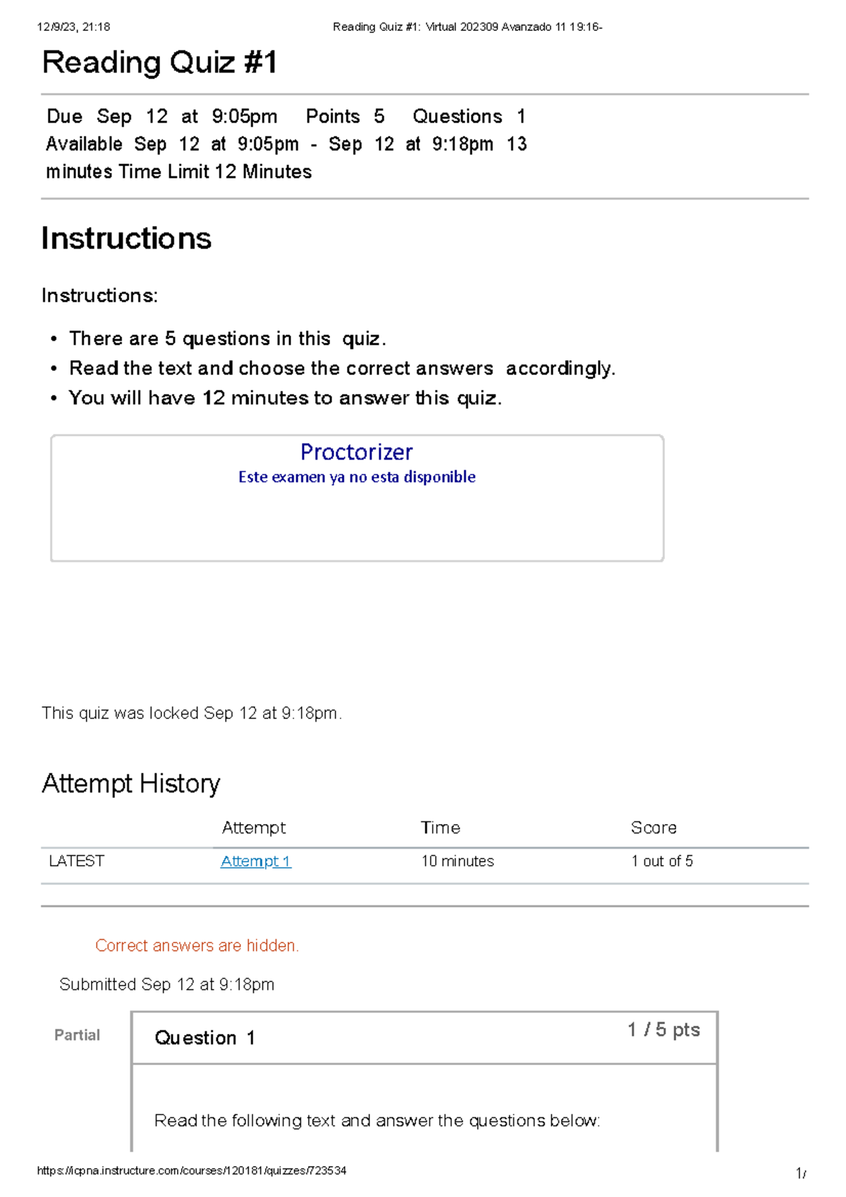 Reading Quiz #1 - aaaaaaaaaaaaaaaaa - 12/9/23, 21:18 Reading Quiz #1 ...