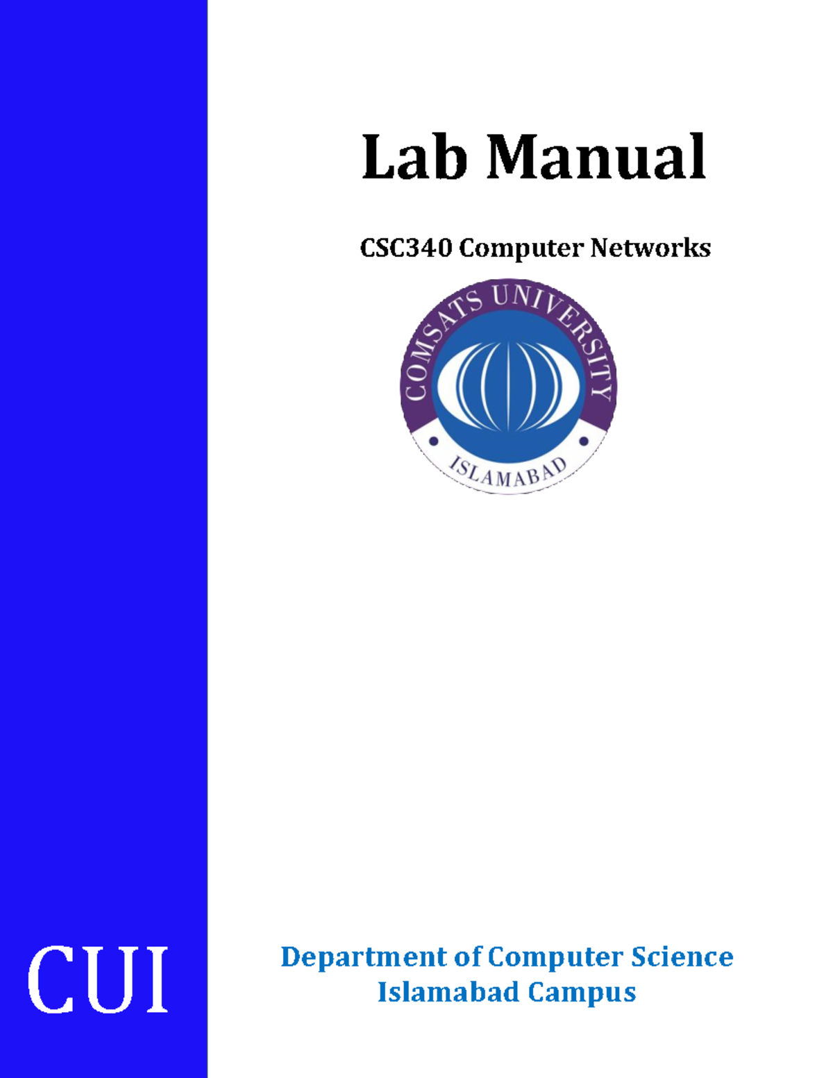 CSC340 CN lab manual v4 Lab Manual CSC3 40 Computer Networks CUI