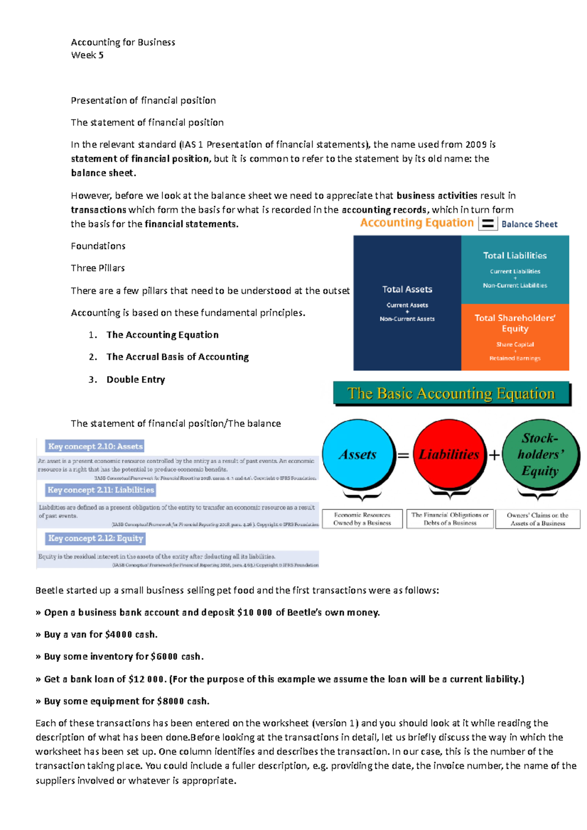 Week 5 Notes - Accounting for Business Week 5 Presentation of financial ...