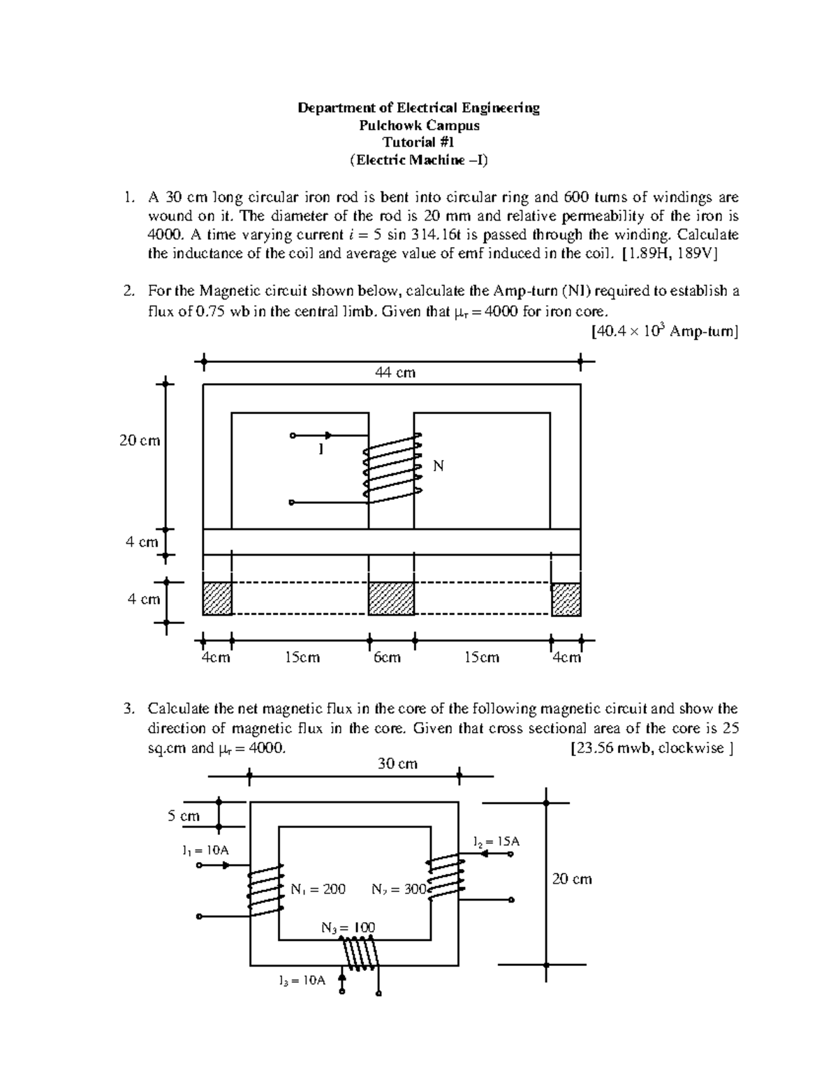 TUT 1 Circuit) Department of Electrical Engineering