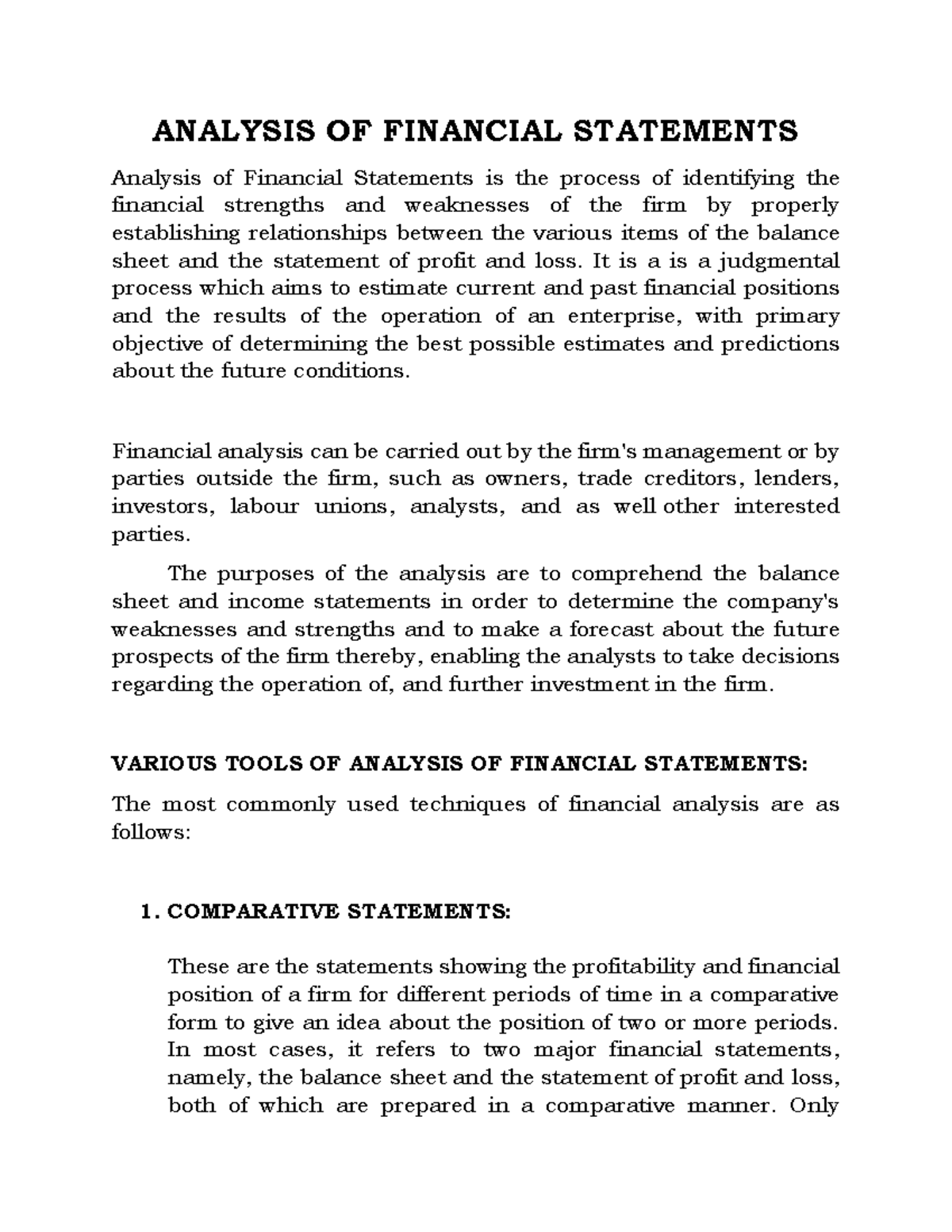 Analysis Of Financial Statements Class 12 Exercise Solutions