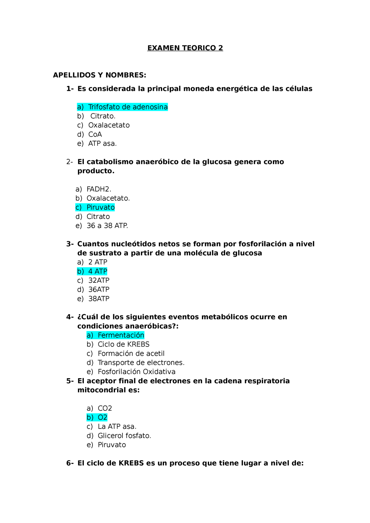 Examen Teorico 2 - EXAMEN TEORICO 2 APELLIDOS Y NOMBRES: 1- Es ...