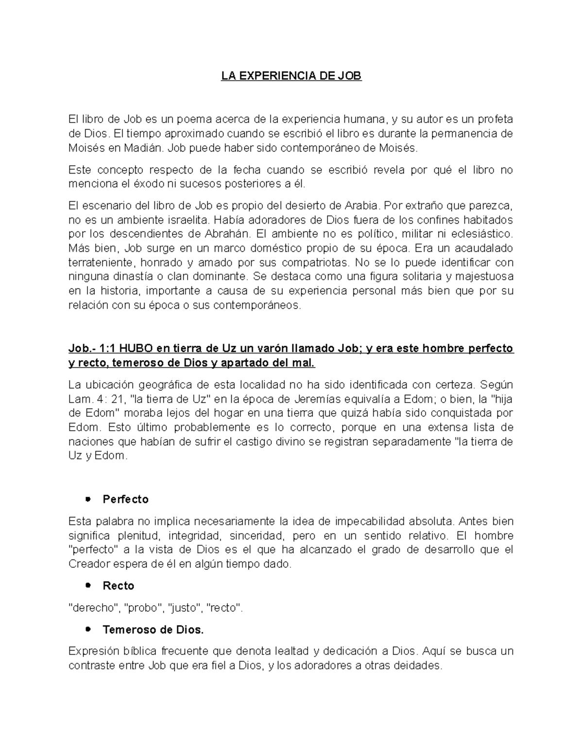 LA Experiencia DE JOB LA EXPERIENCIA DE JOB El libro de Job es un