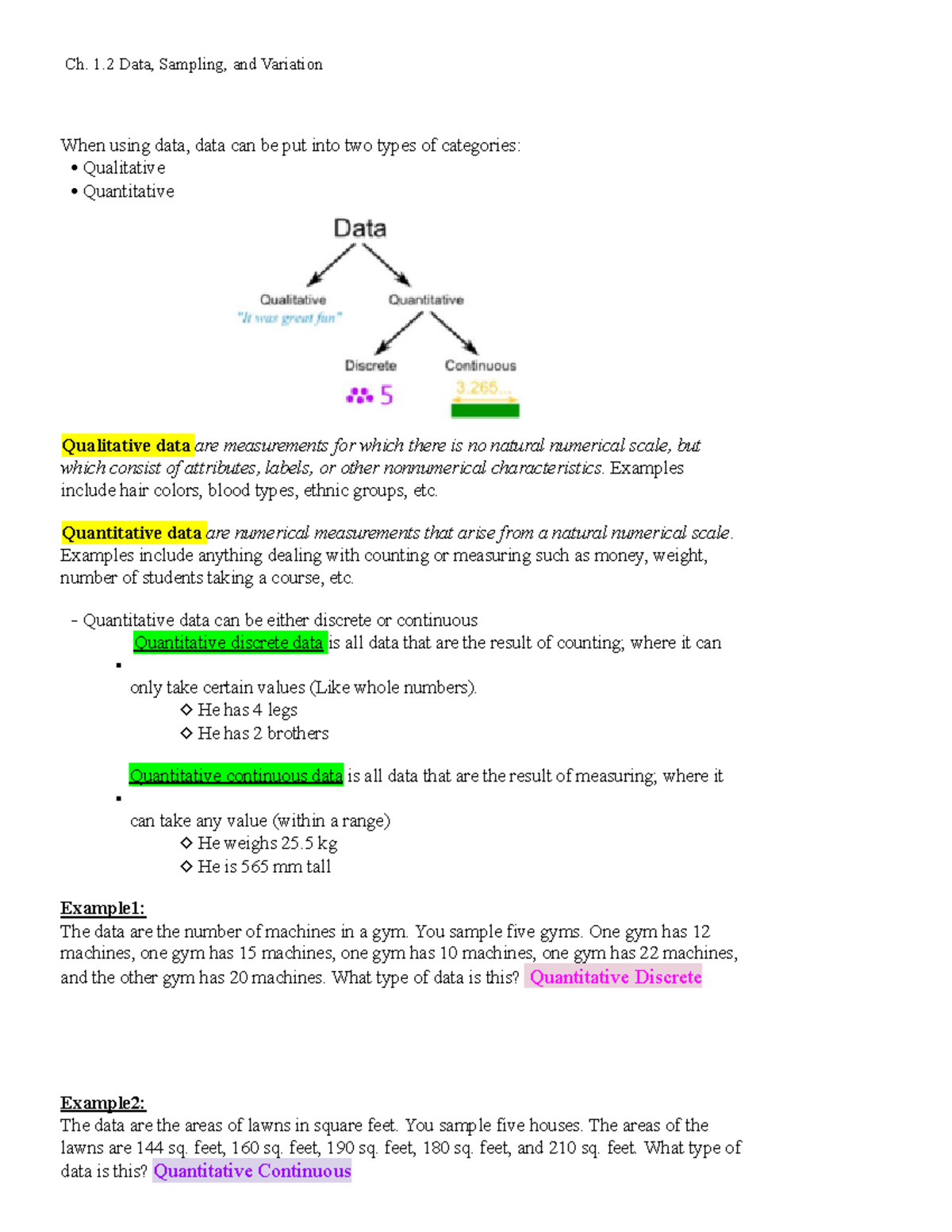 Ch. 1.2 Data, Sampling, and Variation - Ch. 1 Data, Sampling, and ...