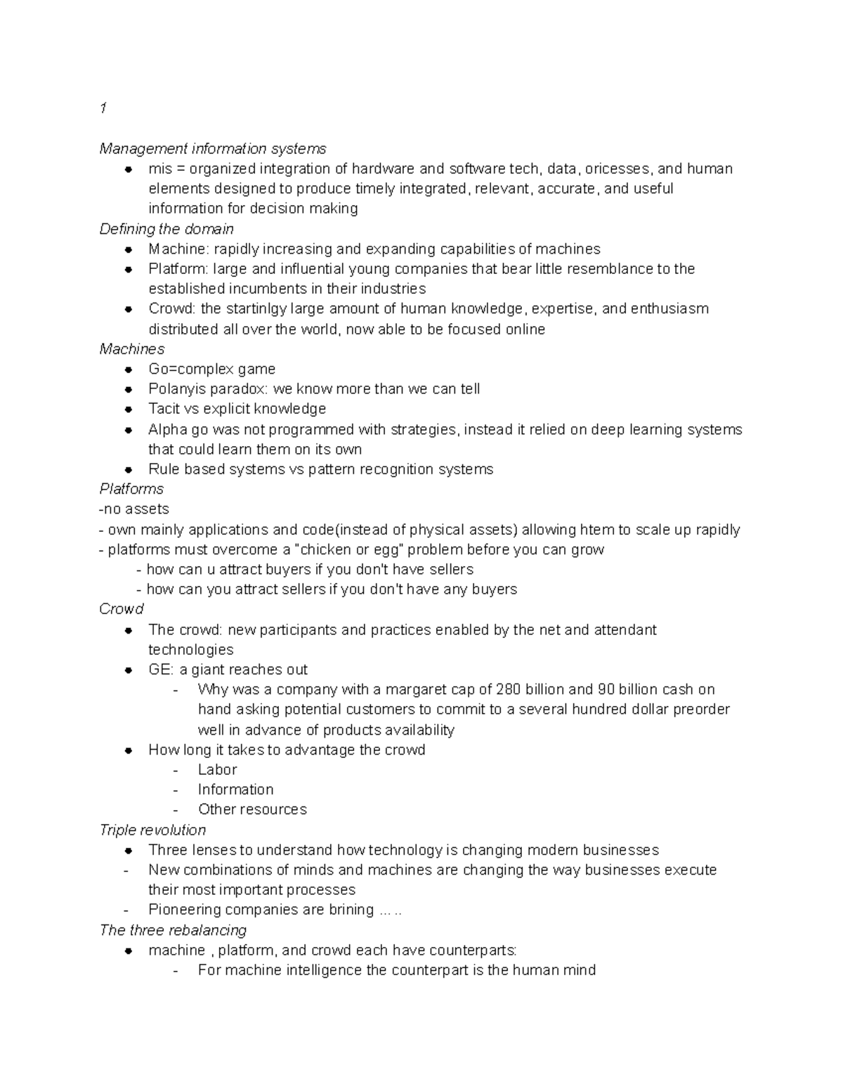 Mist 20902 lecture notes 1 Management information systems mis