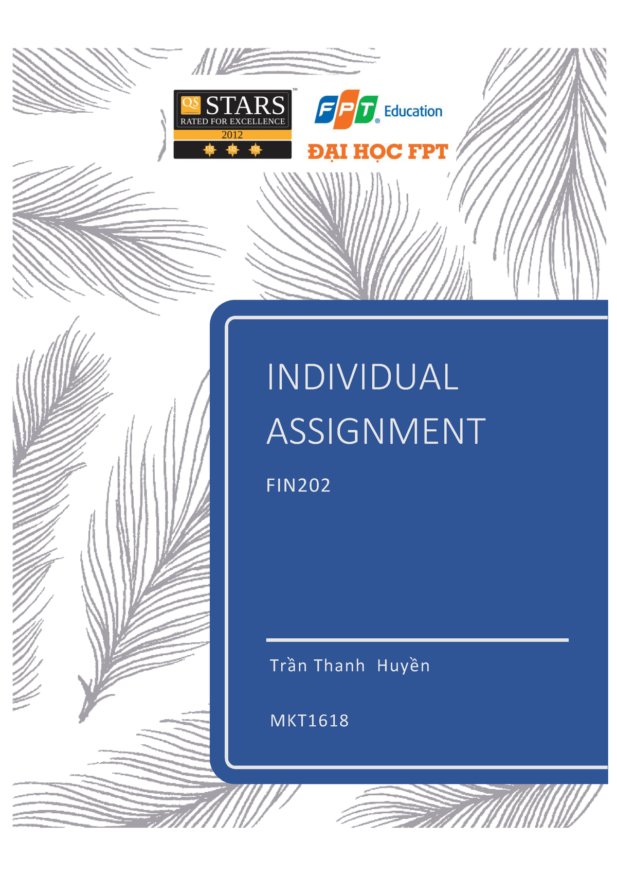 Individual Assignment FIN202 - INDIVIDUAL ASSIGNMENT FIN Trần Thanh ...