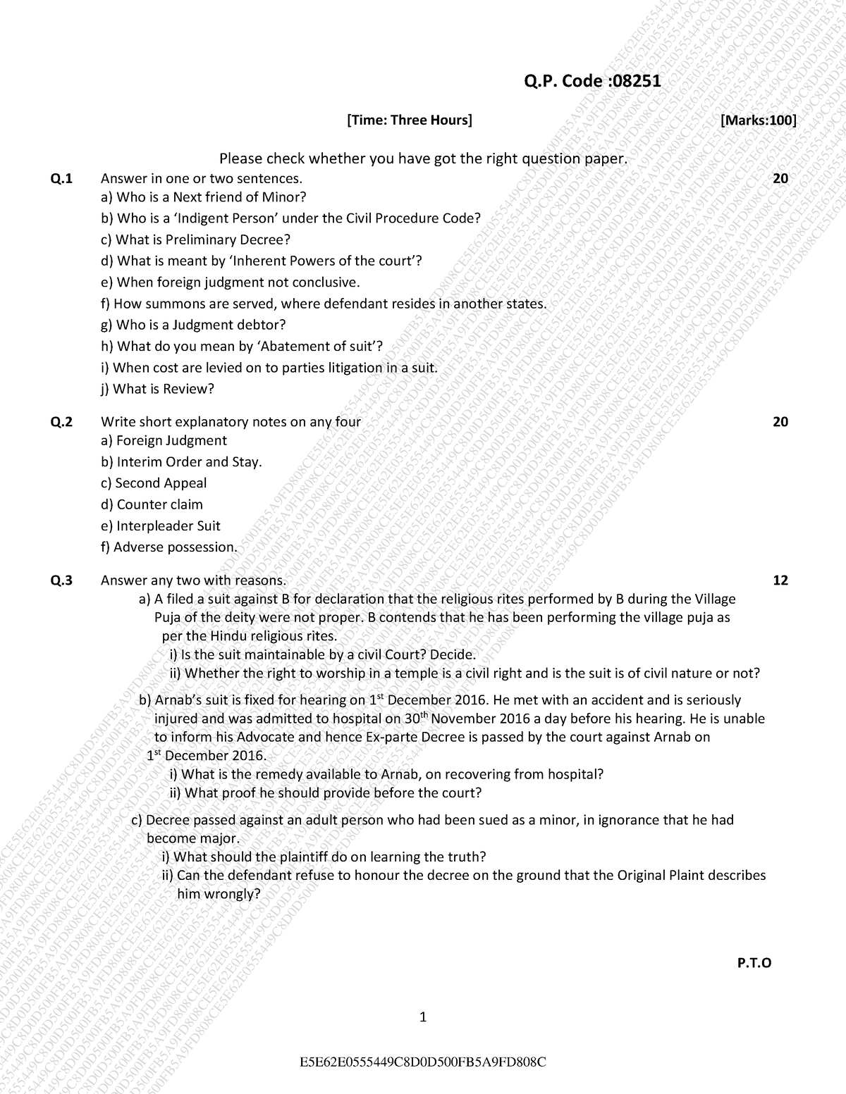 NOV 2017 cpc question paper 1 [Time Three Hours] [Marks100