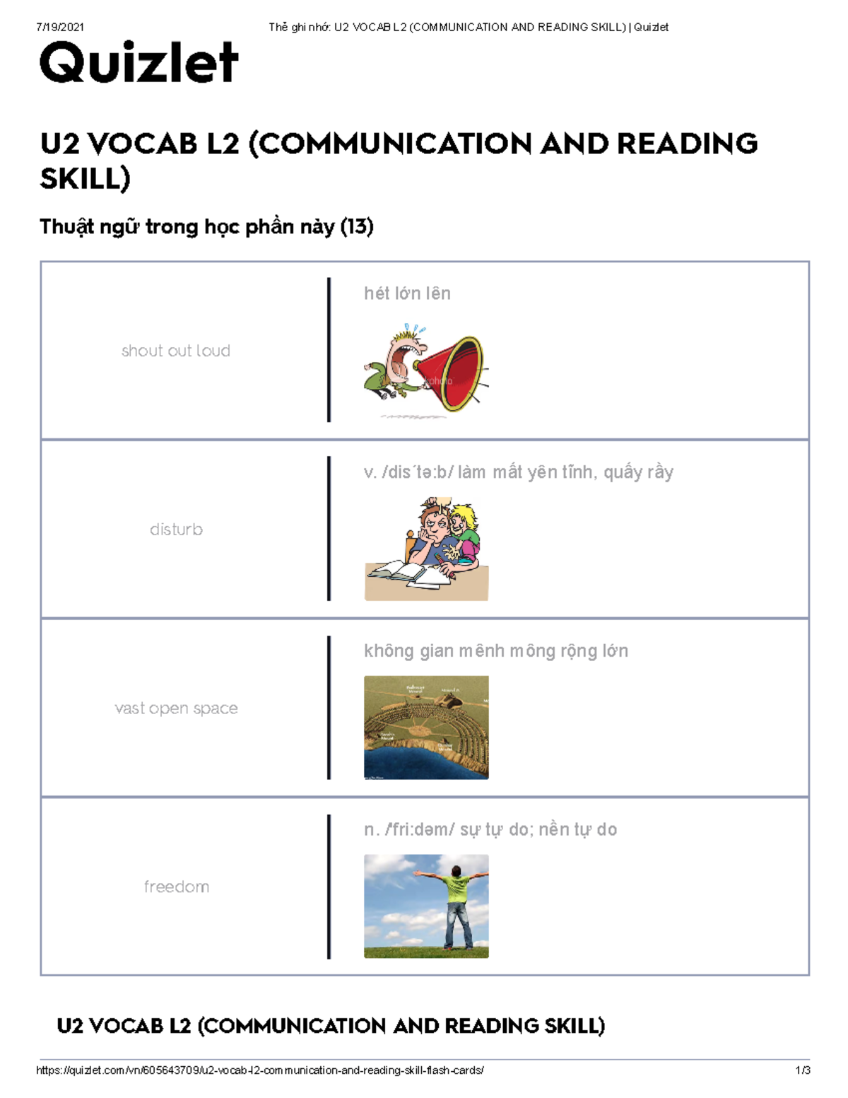 Thẻ Ghi Nhớ U2 Vocab L2 ( Communication AND Reading Skill) Quizlet - 7 ...