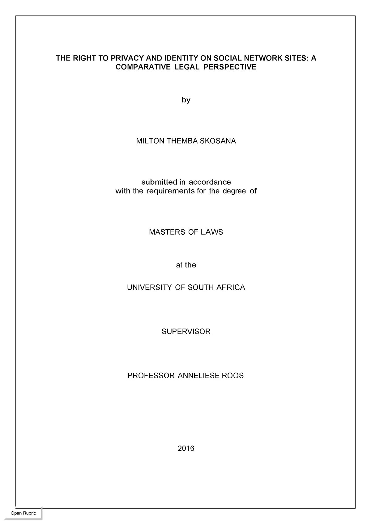 dissertation on right to privacy