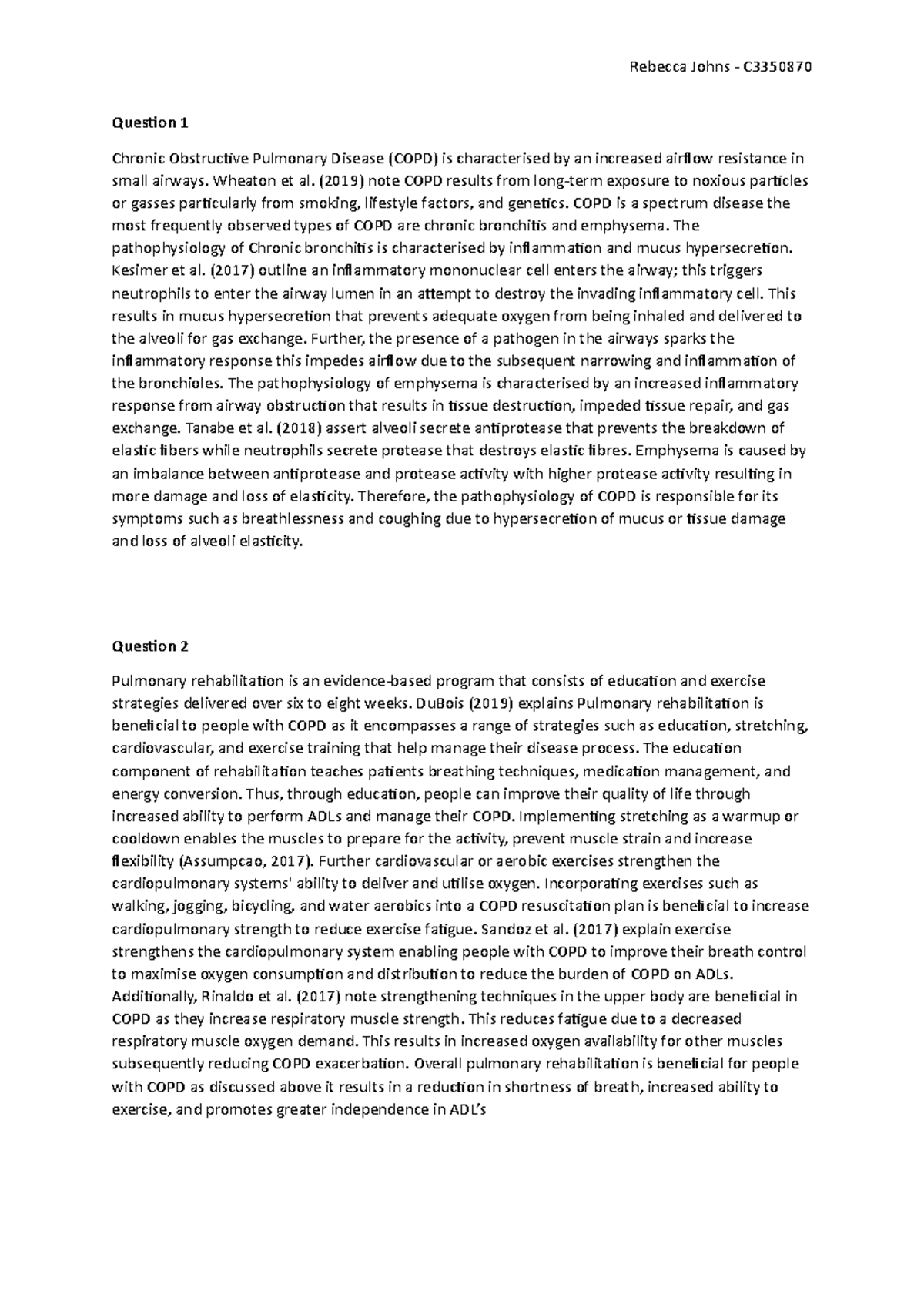 COPD - case study - NURS2201 - UoN - Studocu