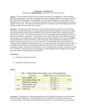 Experiment 5 Lab Report - Experiment 5: Isolation Of Caffeine From Tea ...