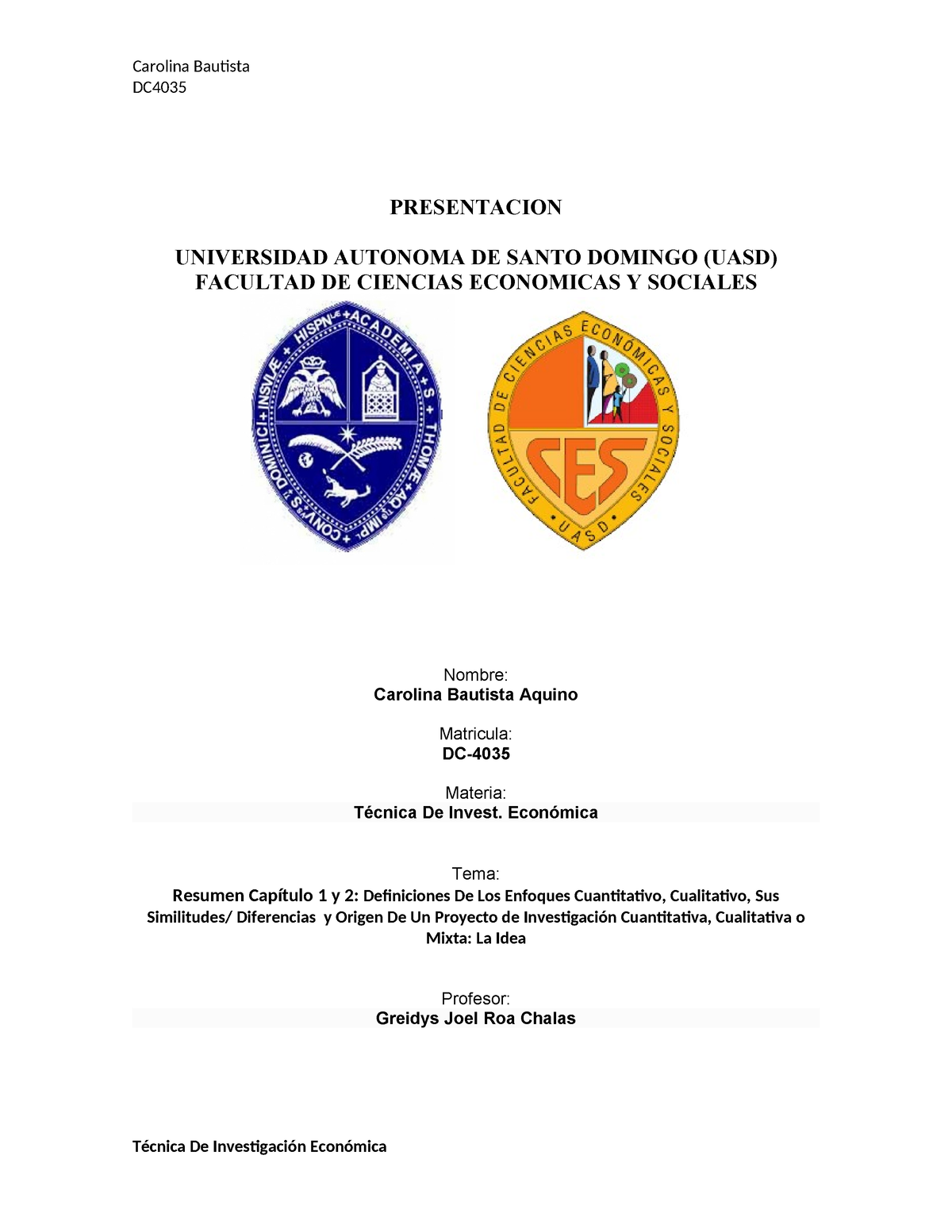 Capitulo 1 Y 2 - DC PRESENTACION UNIVERSIDAD AUTONOMA DE SANTO DOMINGO ...