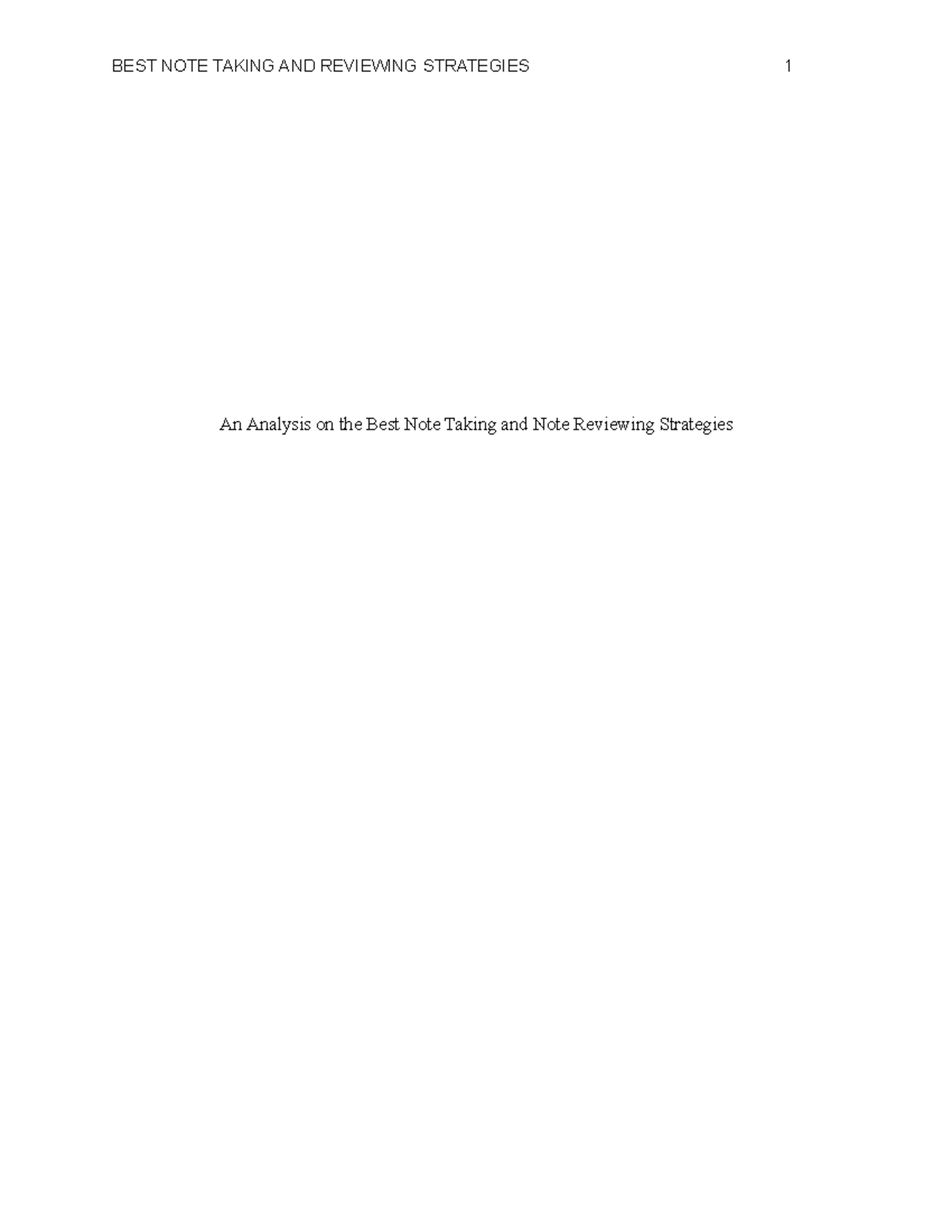 Untitled document 2 - FAS essay - An Analysis on the Best Note Taking ...