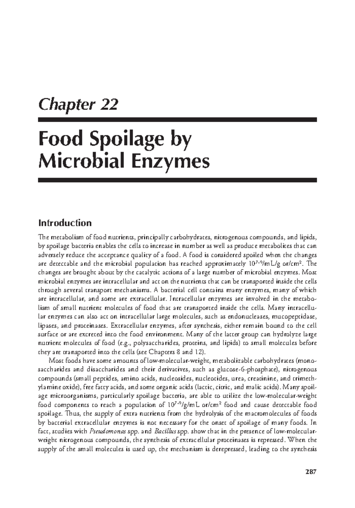 Chapter 22 - Food Microbiology - 287 Chapter 22 Food Spoilage by ...