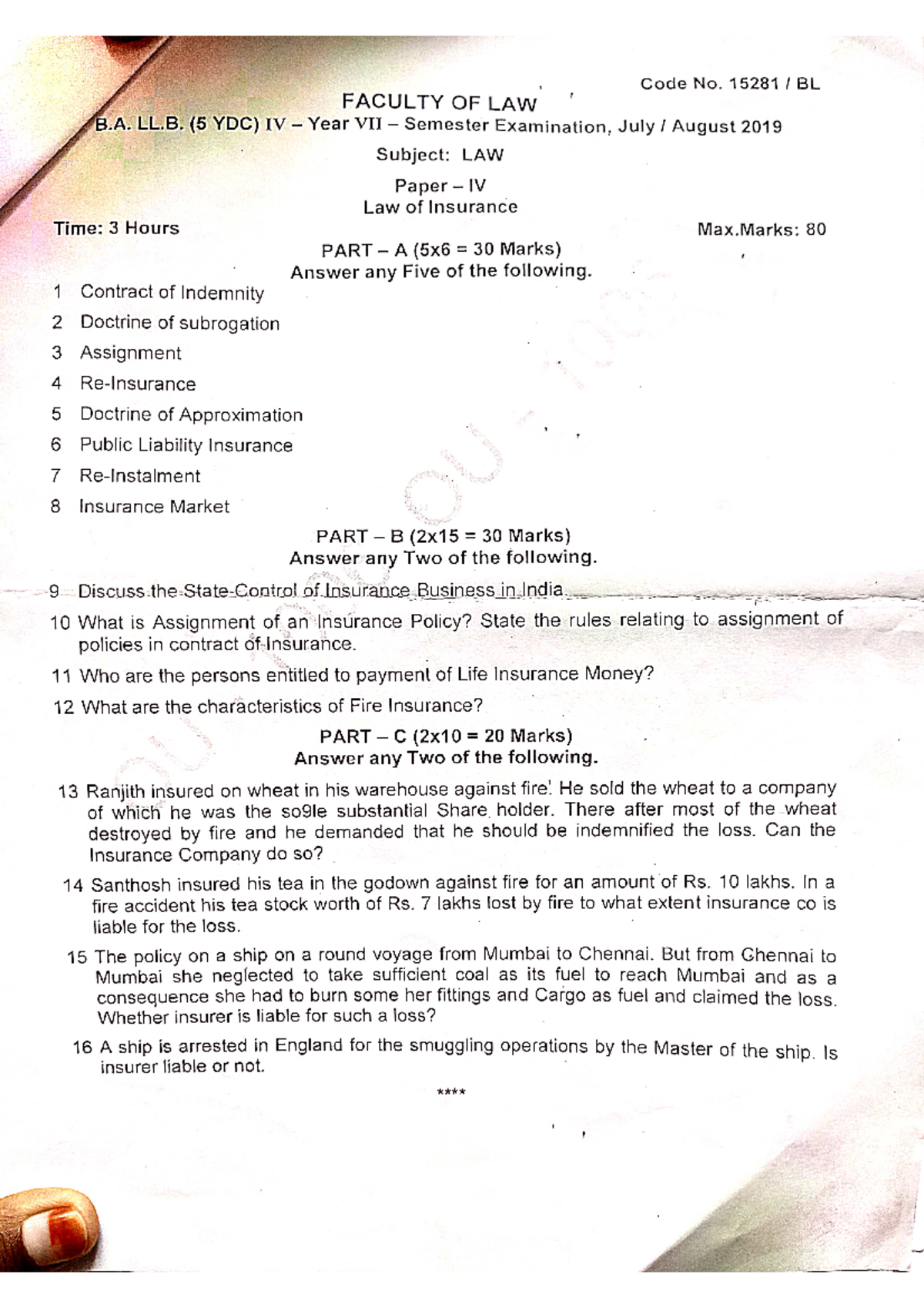 Sem 7 previous papers - Yes - Tort law - Studocu