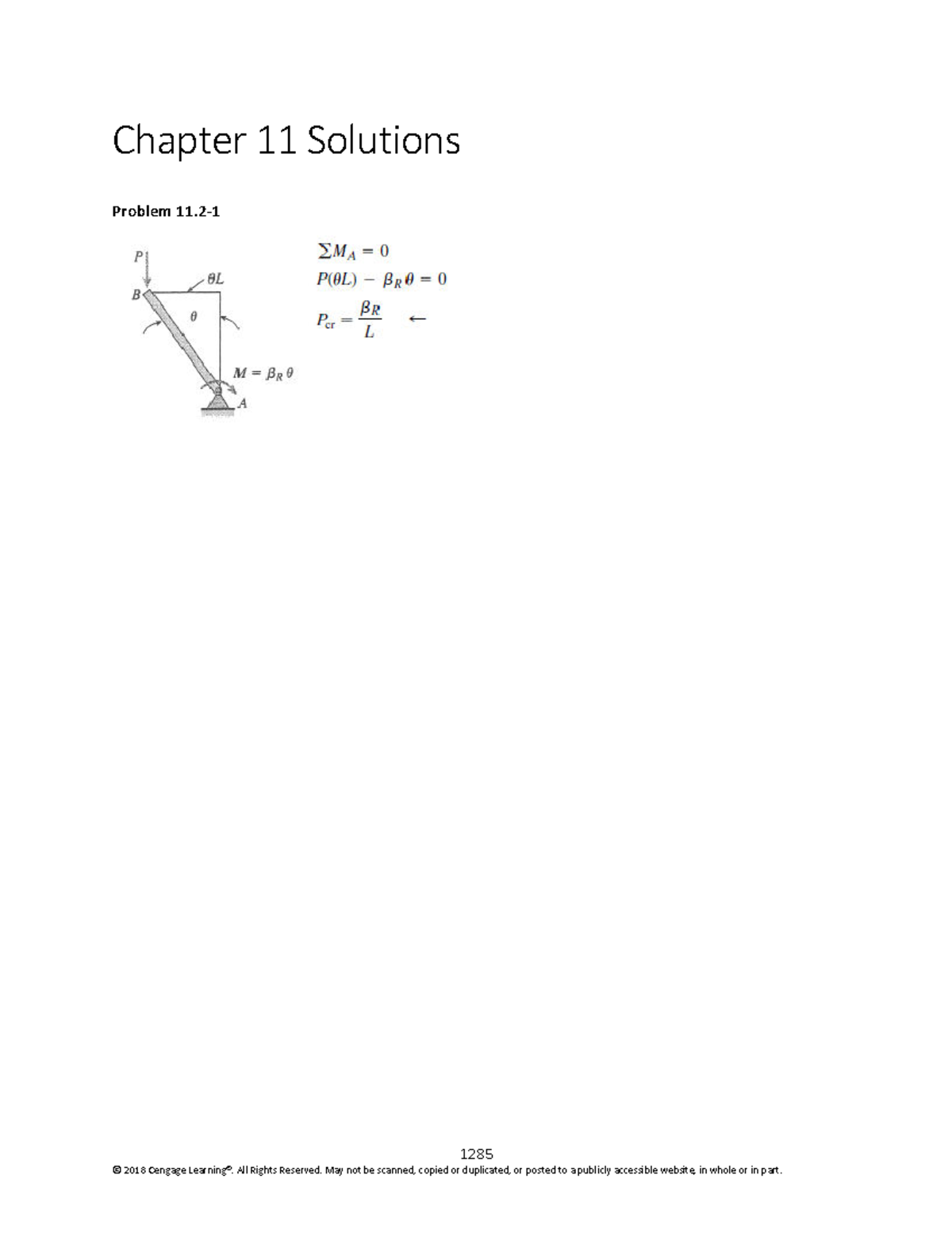 Ch11 - 솔루션입니다. - 재료역학(Material Mechanics) - 1285 Chapter 11 Solutions ...