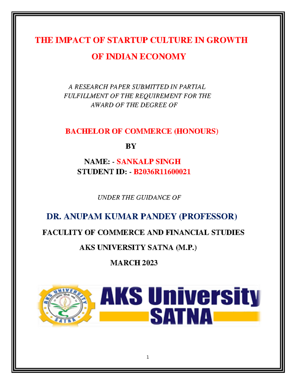 Sankalp Research Paper 2023 - THE IMPACT OF STARTUP CULTURE IN GROWTH ...