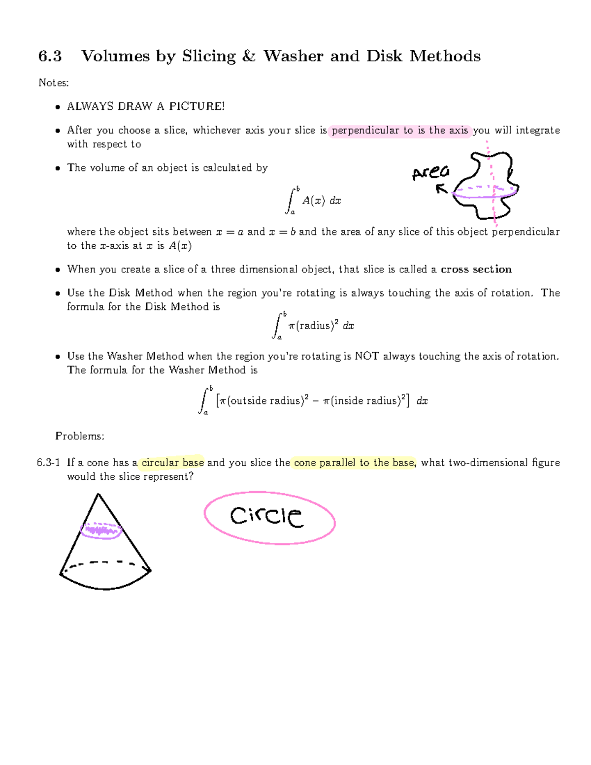 6.3 Volumes By Slicing - Professor Wouter Van Limbeek - 6 Volumes By ...