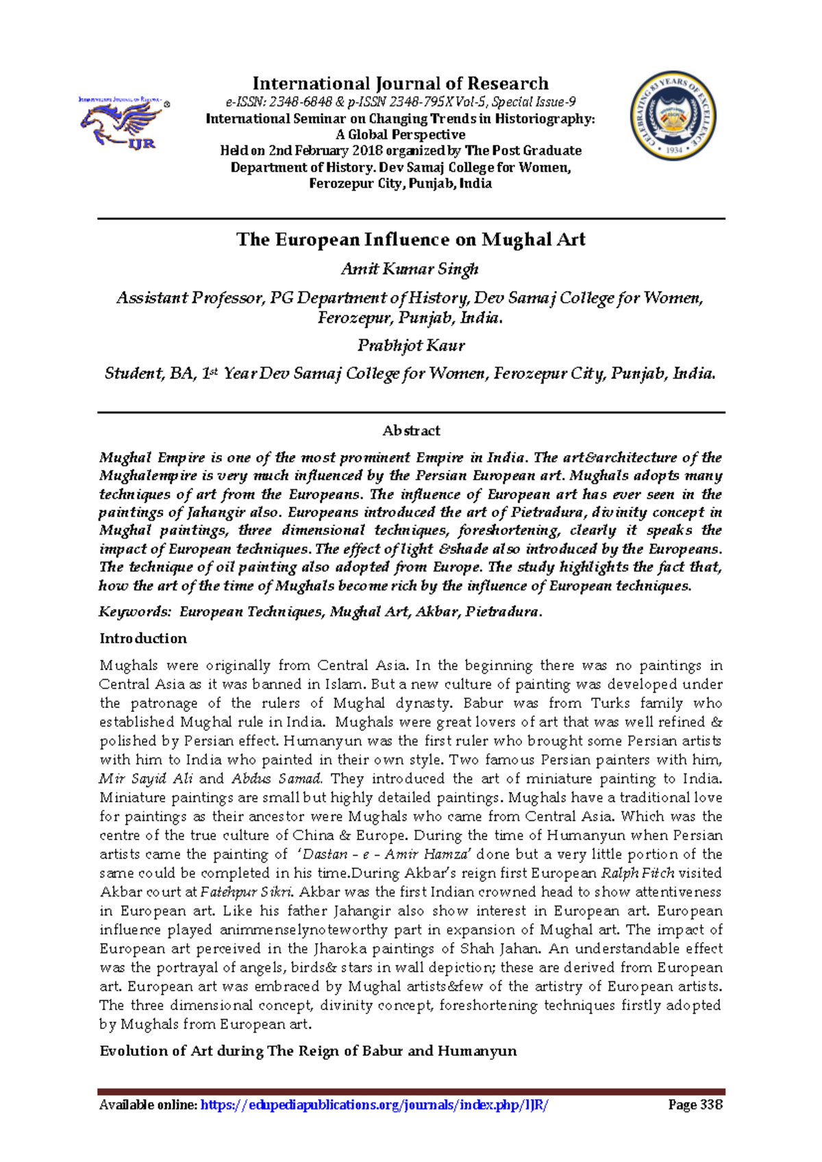 The European Influence on Mughal Art - e-ISSN: 2348-6848 & p-ISSN 2348 ...