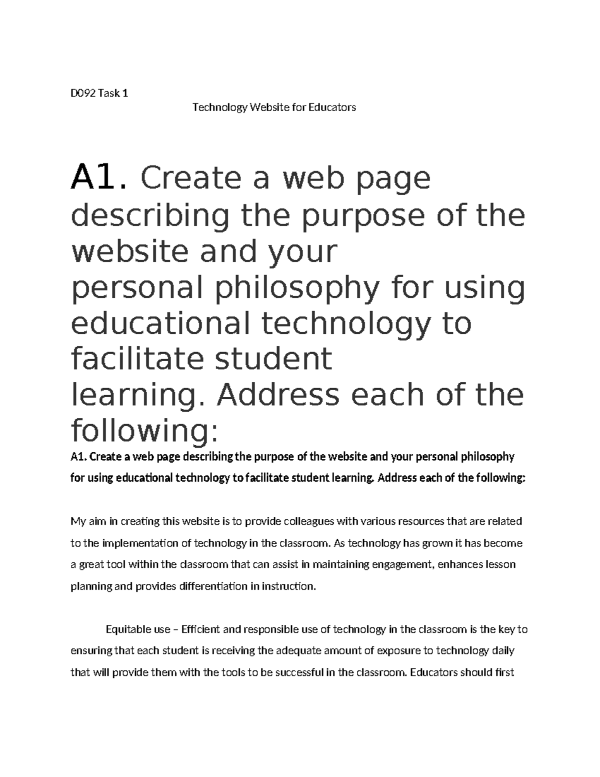 Wgu D092 Task 1 - 90aqr66