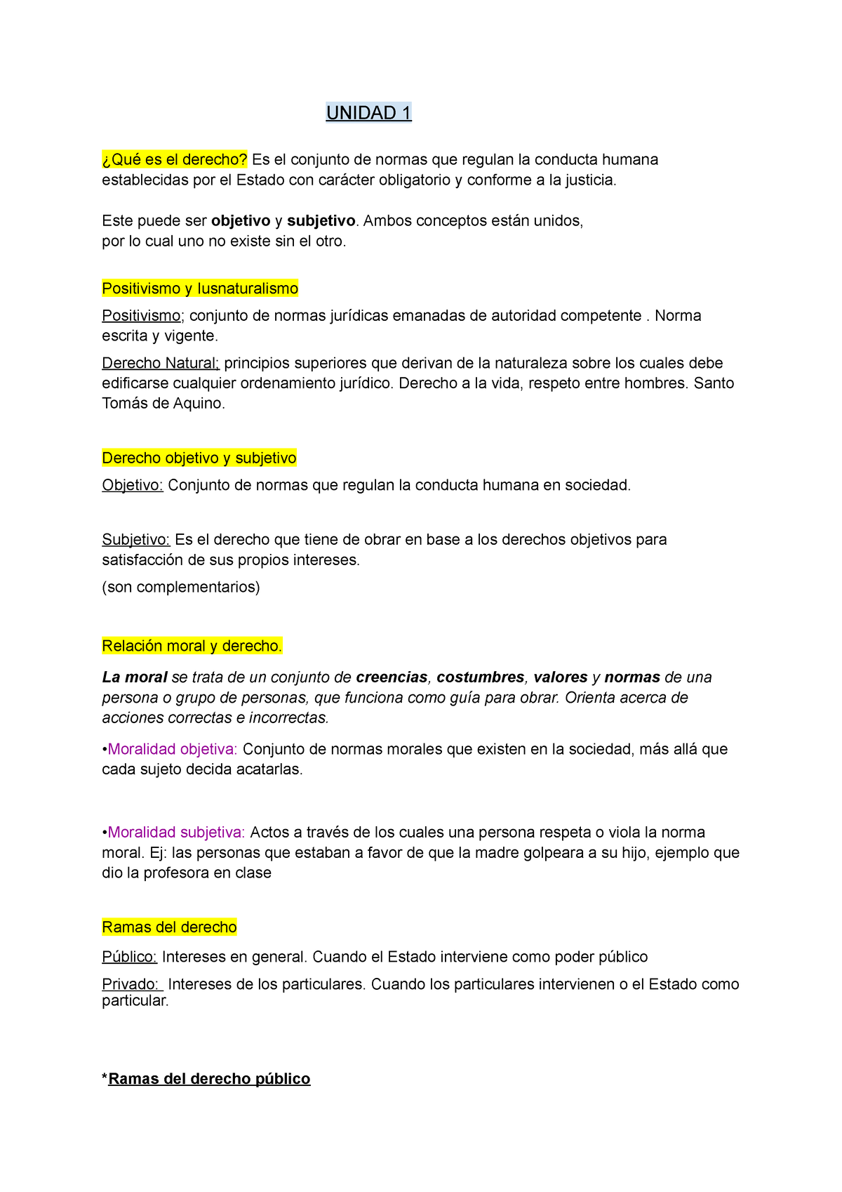 Resumen Parcial Derecho - UNIDAD 1 ¿Qué Es El Derecho? Es El Conjunto ...